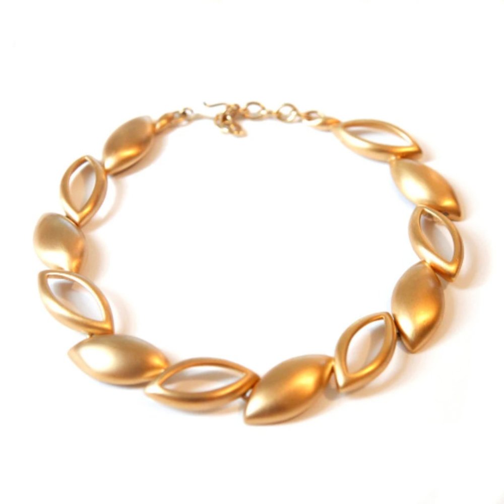 Vintage 80s Monet Gold Modernist Necklace